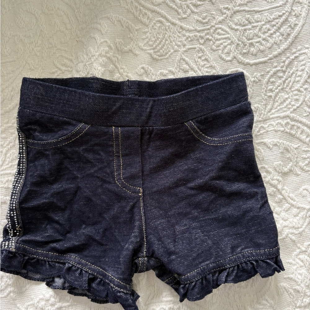 MonnaLisa Dark Blue Ruffle Hem Kids Shorts